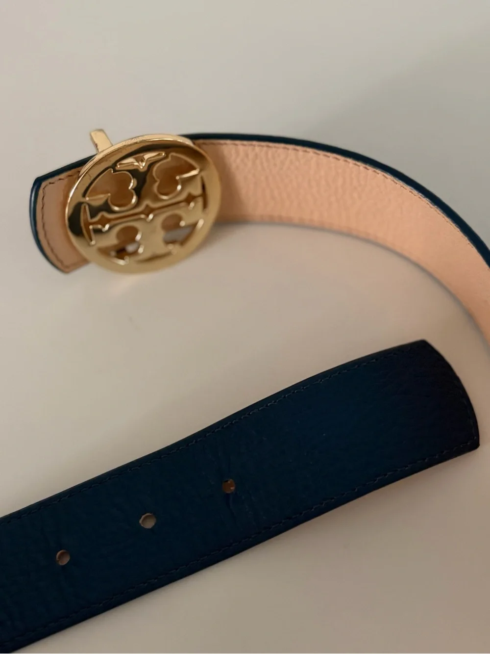 Tory Burch Reversible Leather Buckle Gold Belt